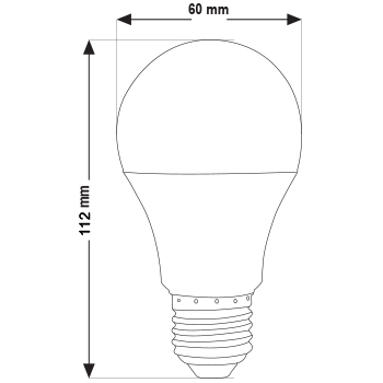 تصویر ابعادی لامپ ال‌ای‌دی LED حبابی رنگی 9 وات پارس شهاب